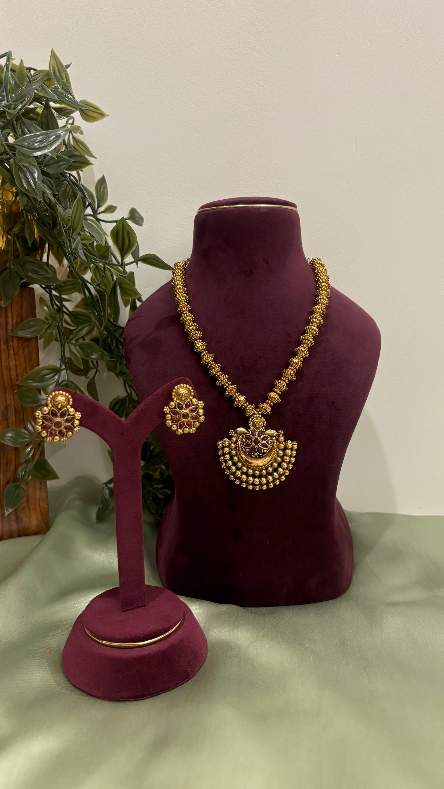 Swarna Rekha Antique Beads Long Necklace