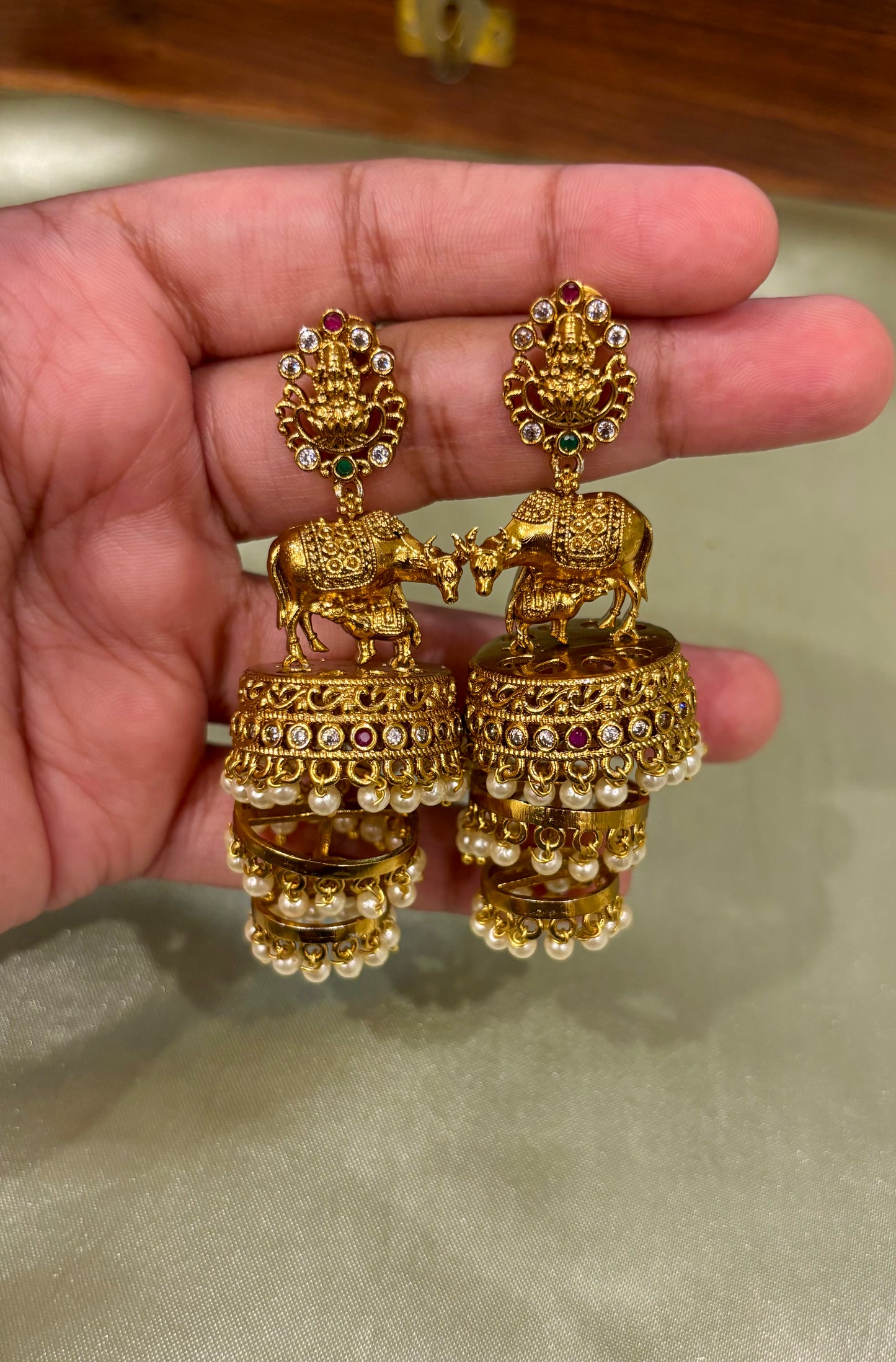 Kamadhenu Pearl Jhumka Earrings