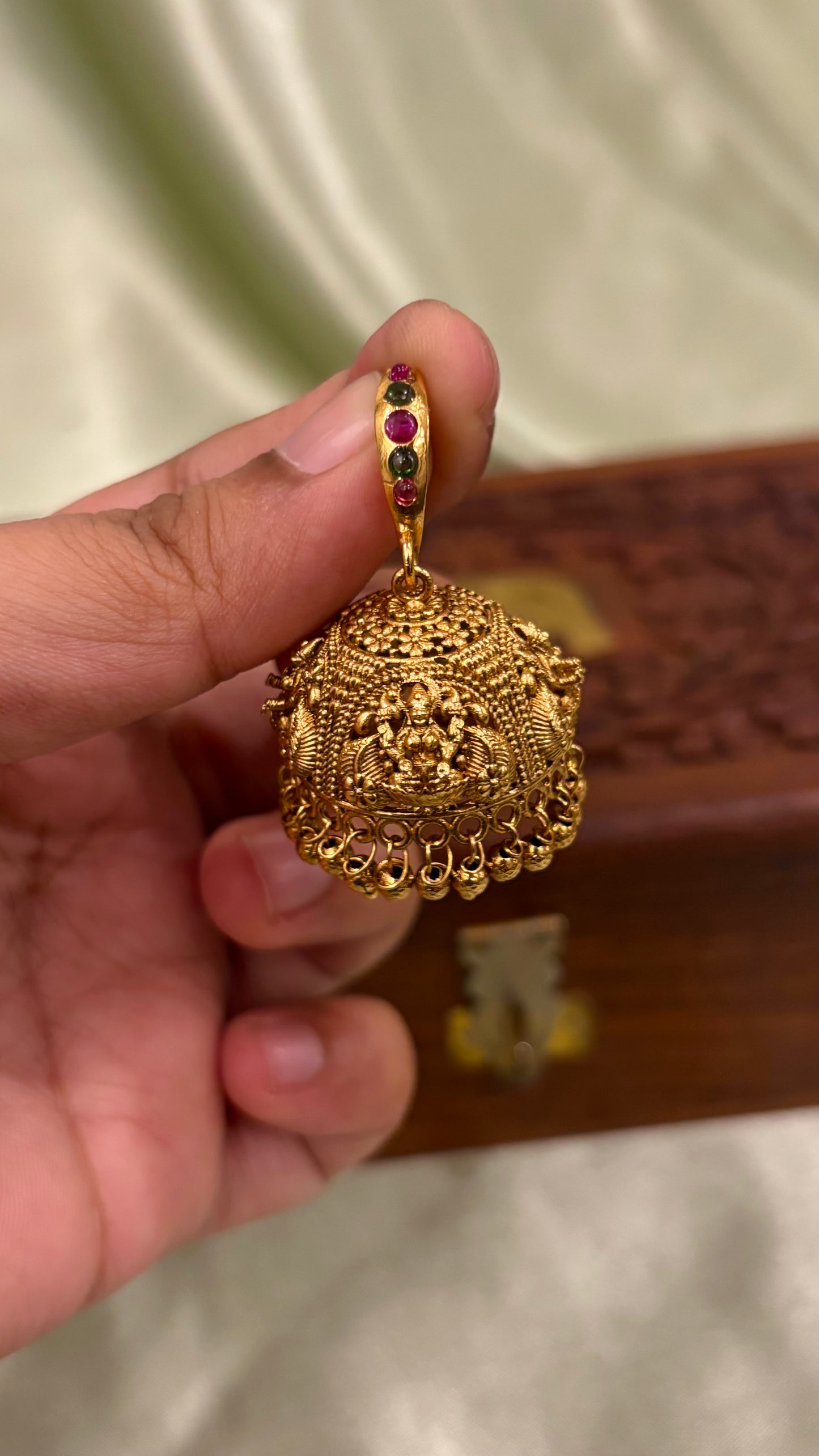 Lakshmi Premium Kemp Hanging Jhumkas