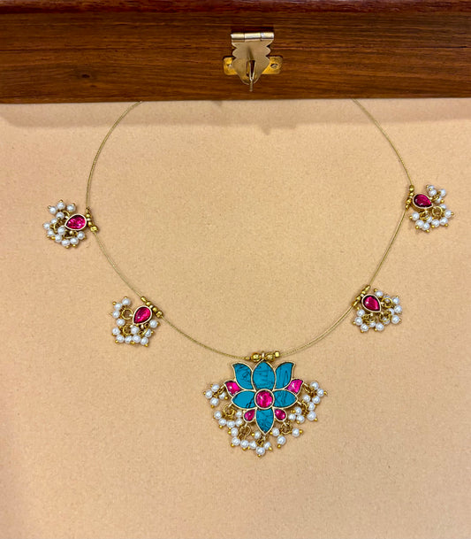 Padma Jadau Kundan Invisible Necklace.