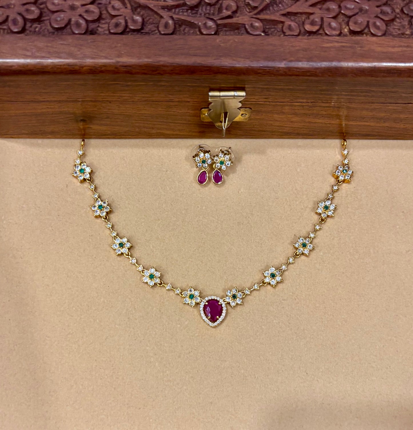 Yutika Floral Stone Necklace Set