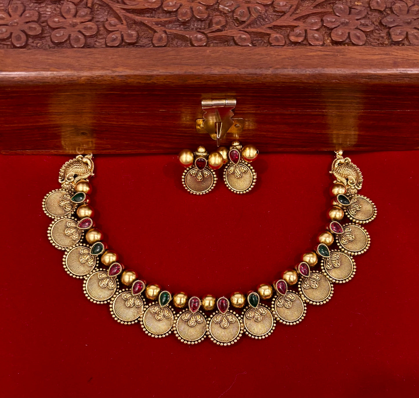 Anagha Antique Coin Temple Necklace Set