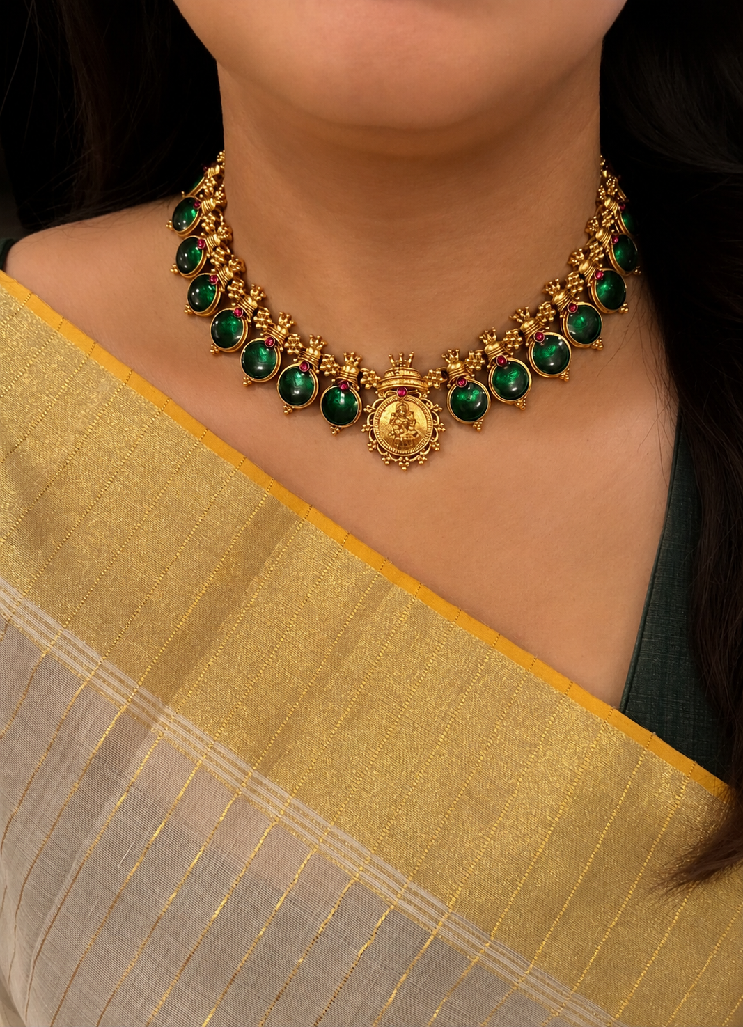 Rajalakshmi Palakka Temple Necklace Set