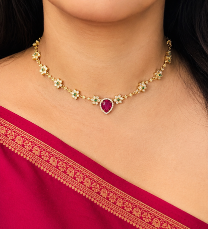 Yutika Floral Stone Necklace Set