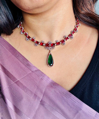 Ziva Emerald Drop AD Necklace Set