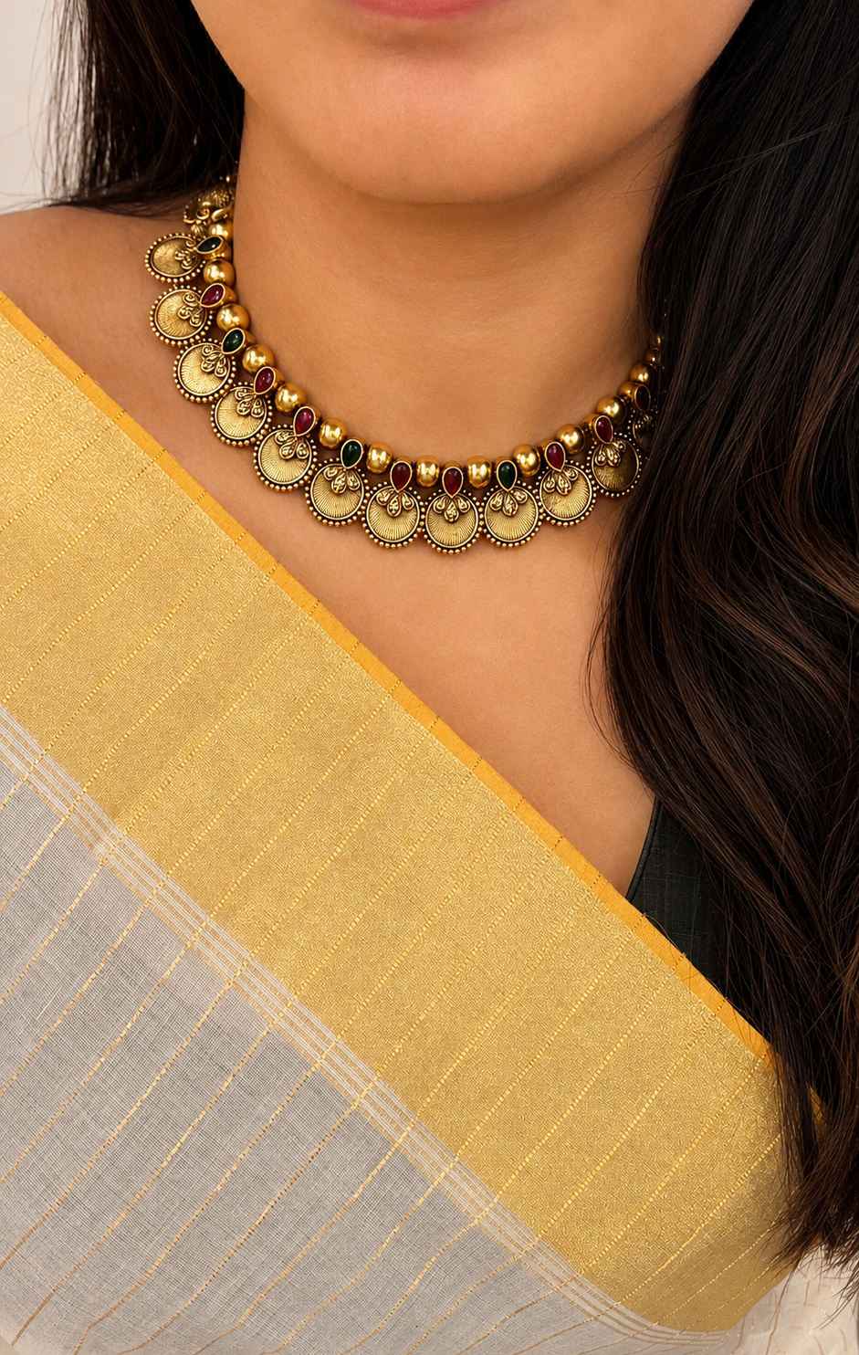 Anagha Antique Coin Temple Necklace Set