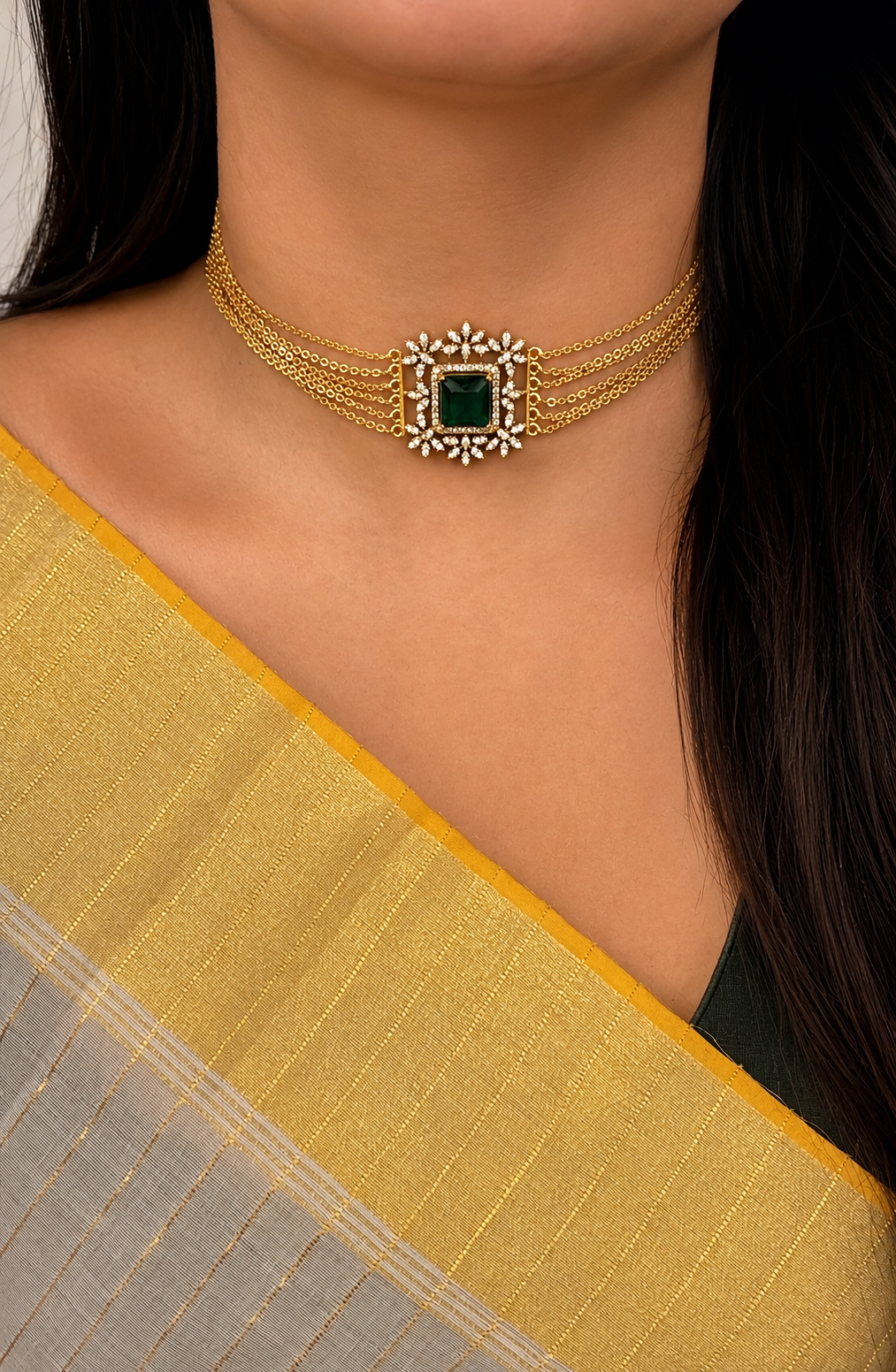 Zarina Royale AD Choker Set with Earring and Ring