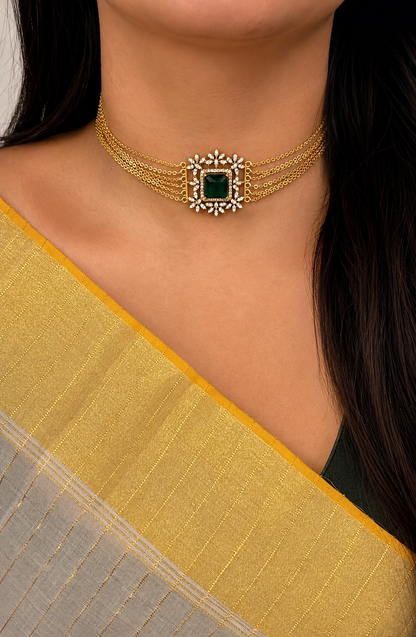 Zarina Royale AD Choker Set with Earring and Ring