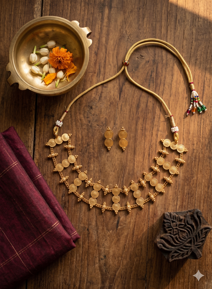 Kalyani Kashu Coin Temple Choker
