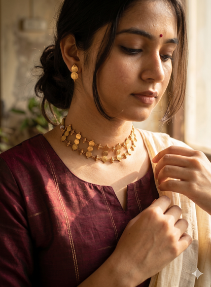 Kalyani Kashu Coin Temple Choker