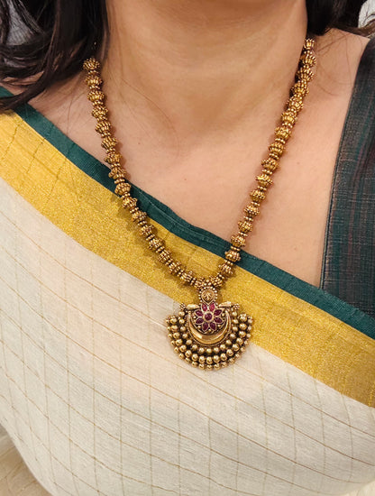 Swarna Rekha Antique Beads Long Necklace