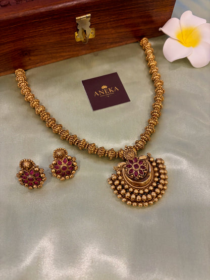 Swarna Rekha Antique Beads Long Necklace