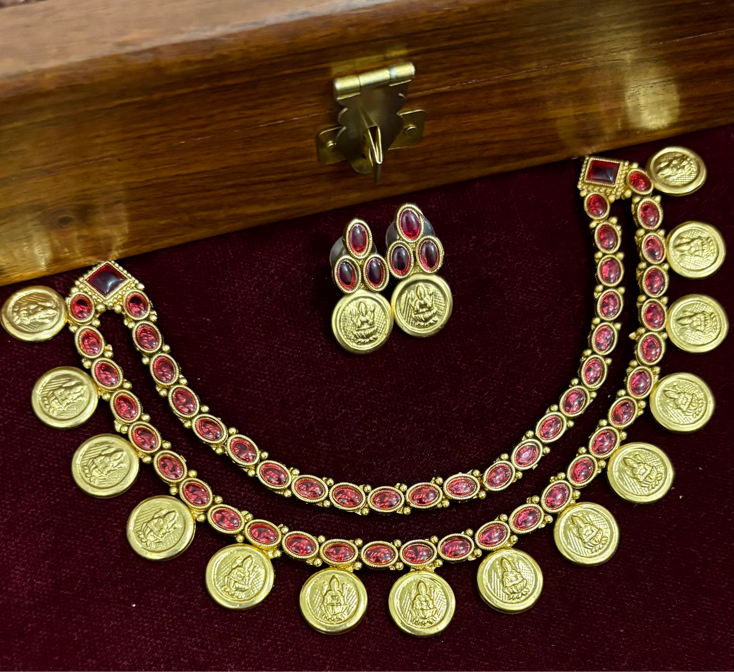 Yashasvi Ruby Coin Necklace Set