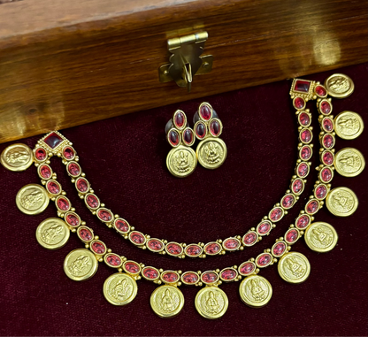 Yashasvi Ruby Coin Necklace Set