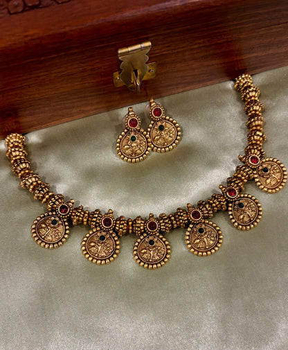 Yashodhara Antique Coin Necklace Set