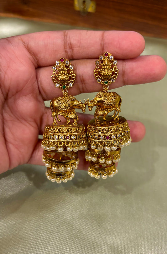 Kamadhenu Pearl Jhumka Earrings