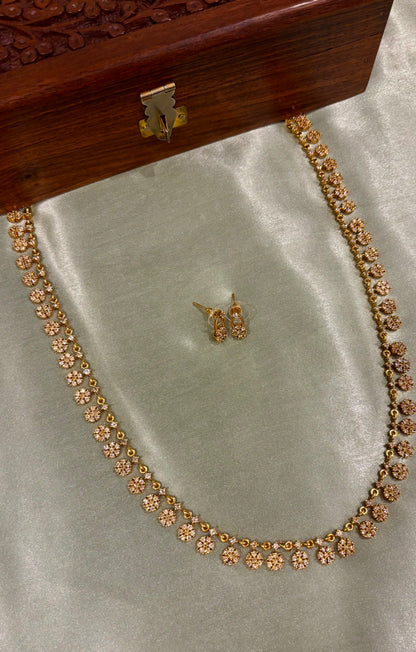 Vihana Floral AD Long Necklace with Stud