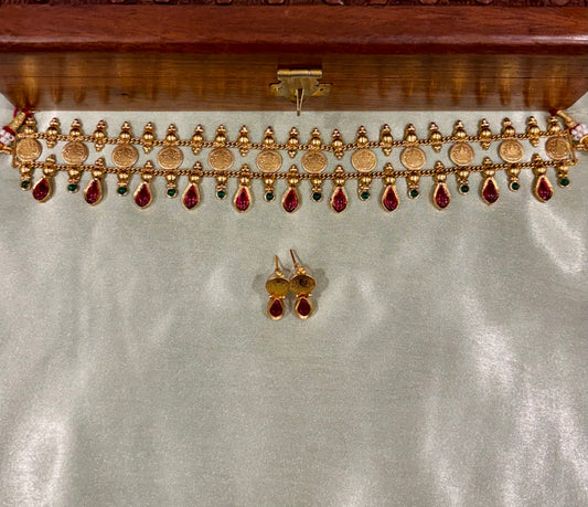 Vaiga Kasu Coin Temple Choker