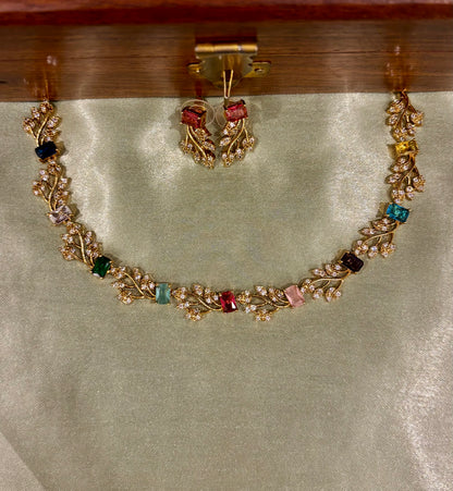 Alara AD Multi Color Necklace Set