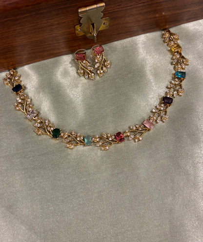 Alara AD Multi Color Necklace Set