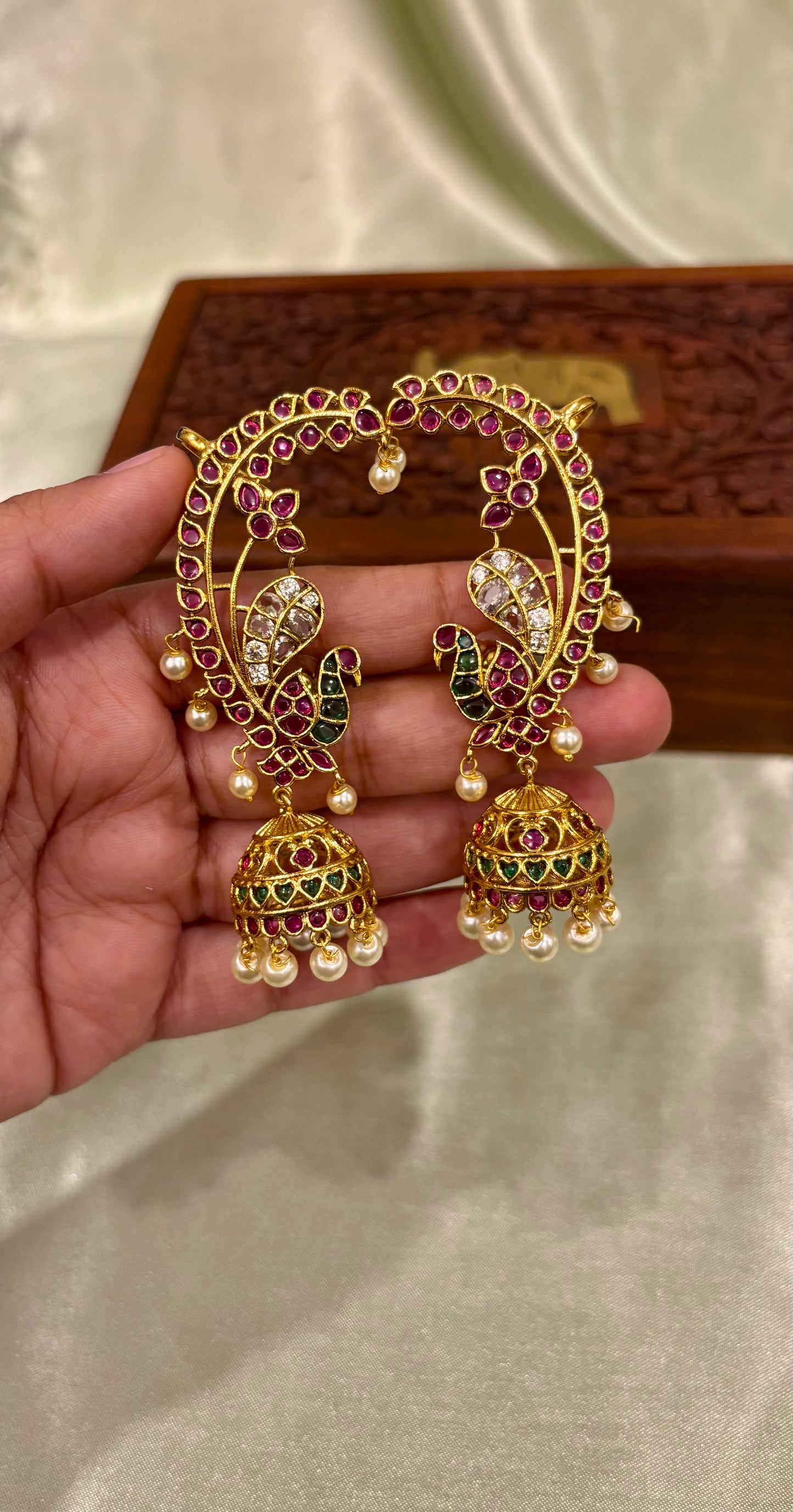 Mayuri Premium Kemp Earcuff Jhumkas
