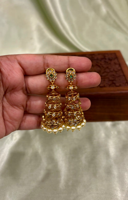 Tarika Antique Tiered Statement Jhumkas