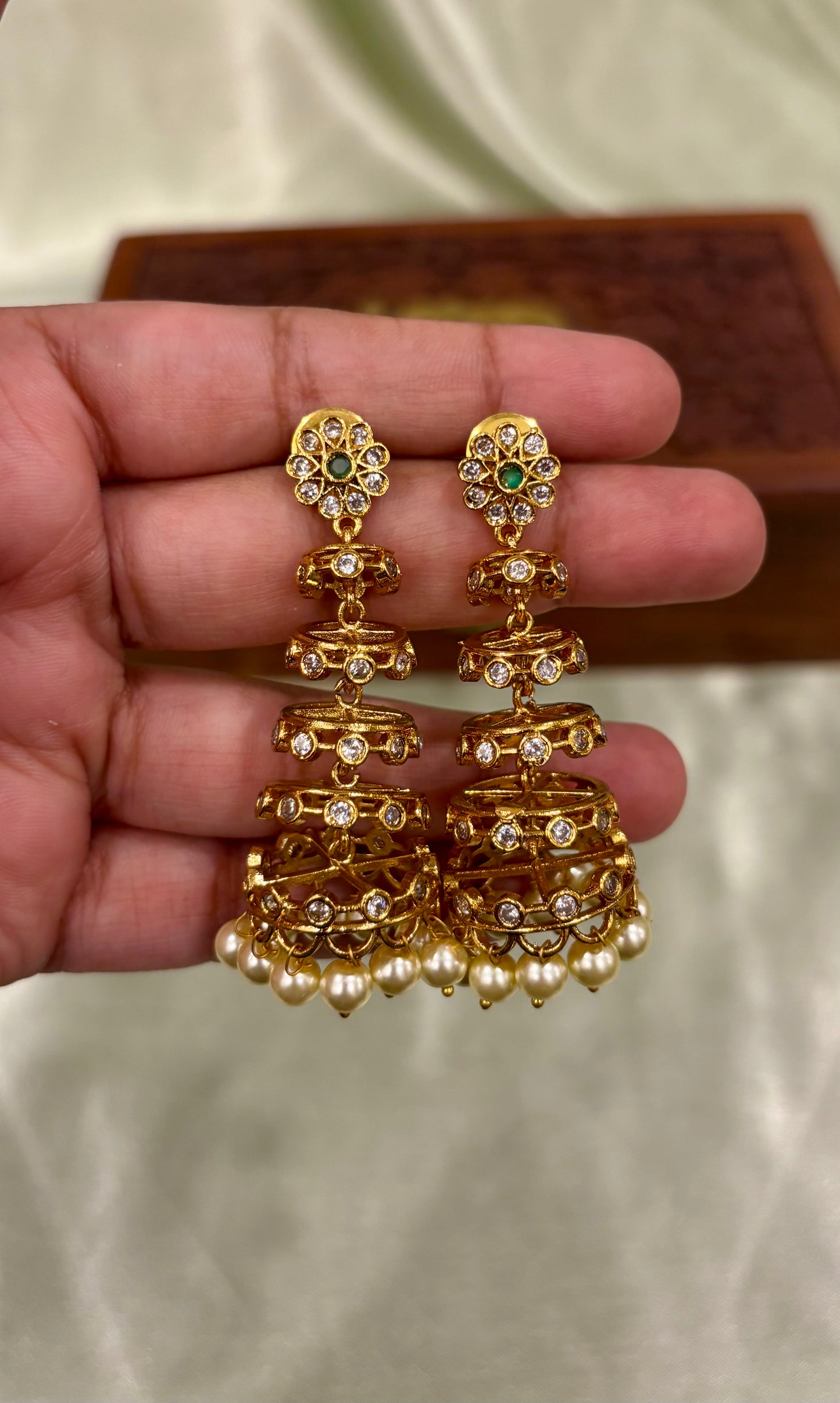 Tarika Antique Tiered Statement Jhumkas