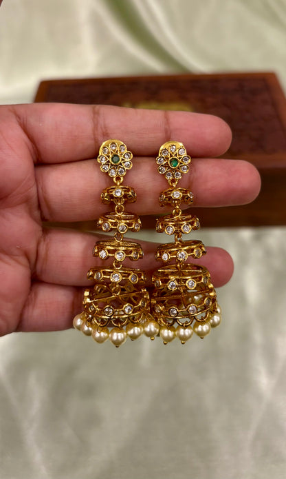 Tarika Antique Tiered Statement Jhumkas