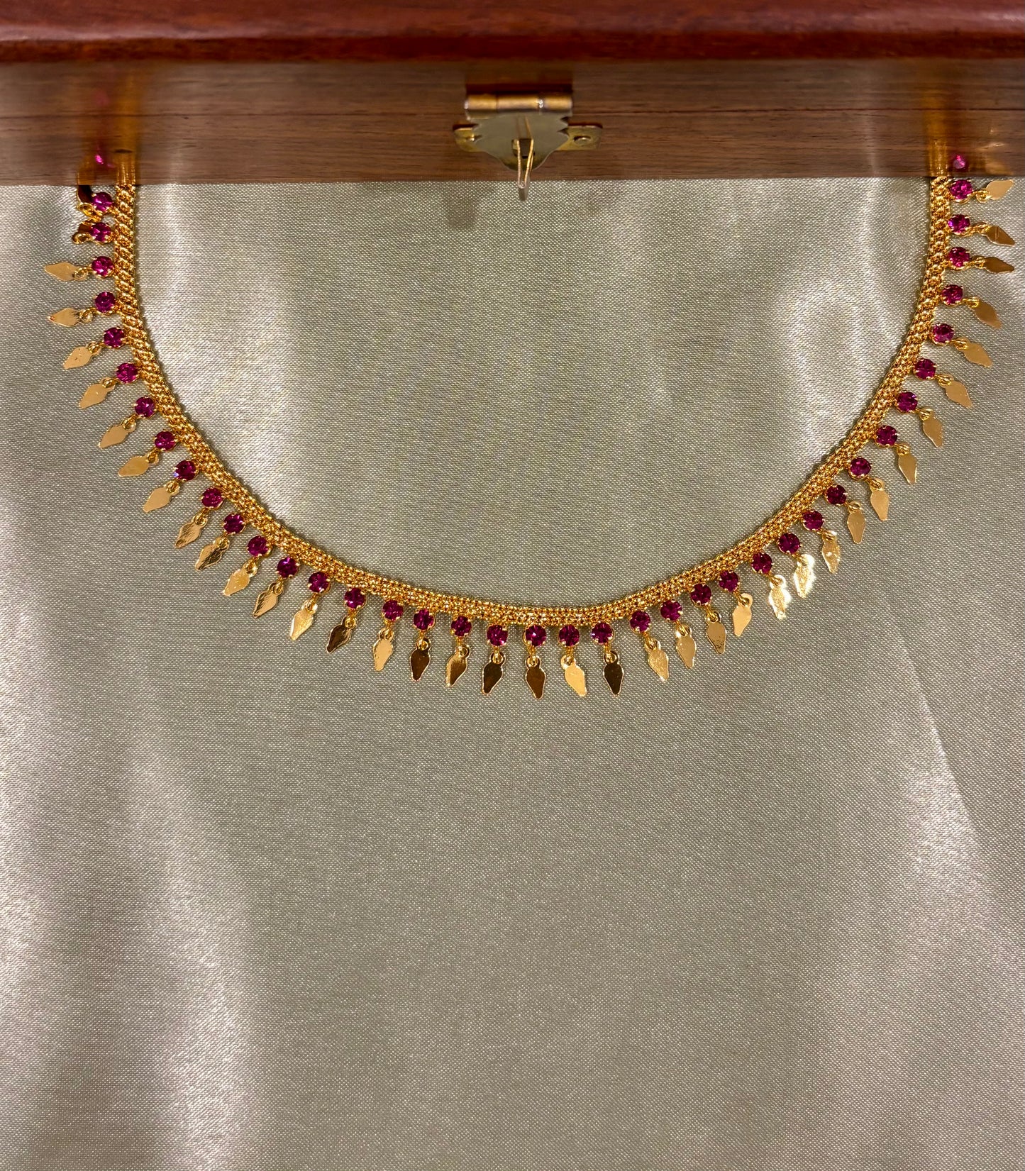 Anvitha Premium Gold Plated Ruby Elakkathali Necklace