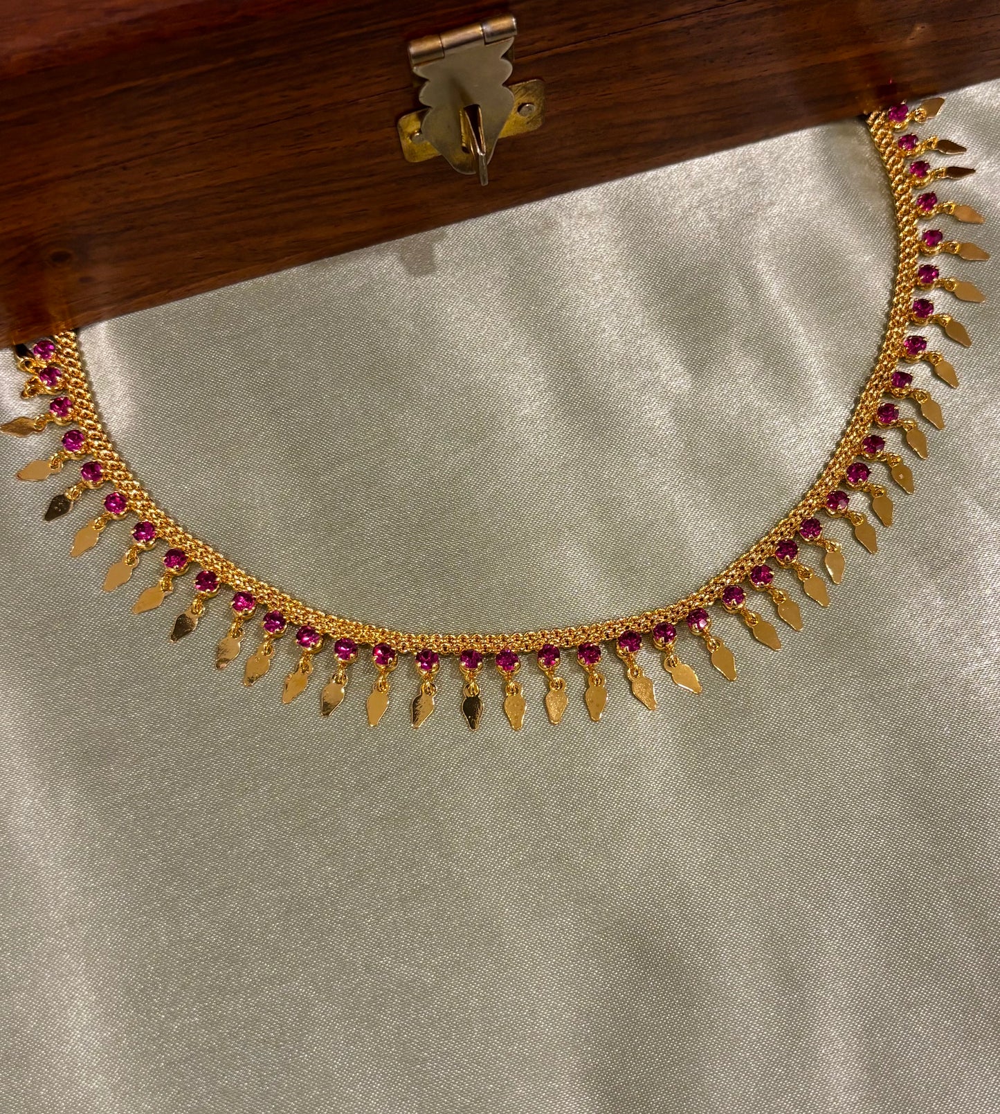 Anvitha Premium Gold Plated Ruby Elakkathali Necklace