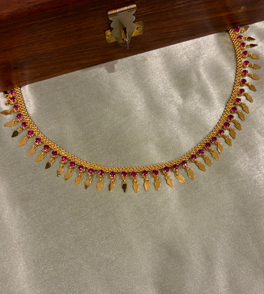 Anvitha Premium Gold Plated Ruby Elakkathali Necklace