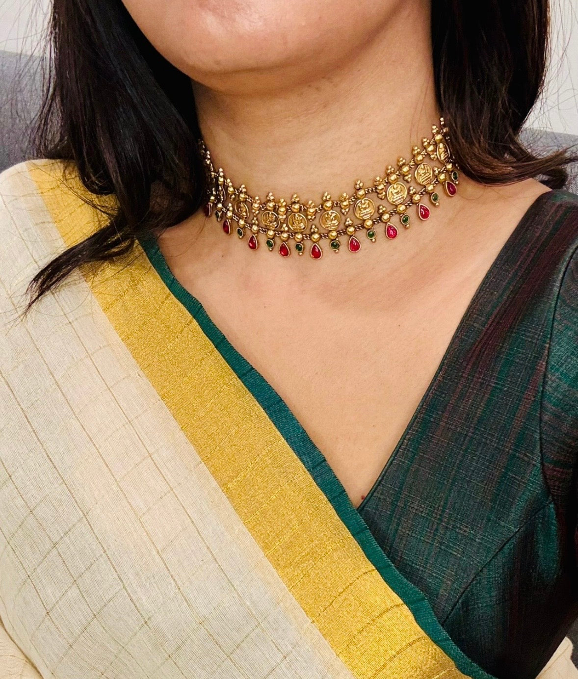 Vaiga Kasu Coin Temple Choker