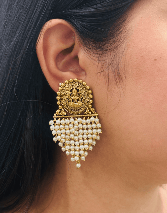 Akruti Pearl Cluster Earrings.