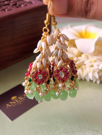 Nisha Rice Pearl Drop Earrings.