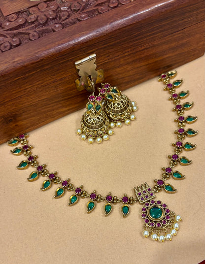 Advaya Palakka Necklace Set.