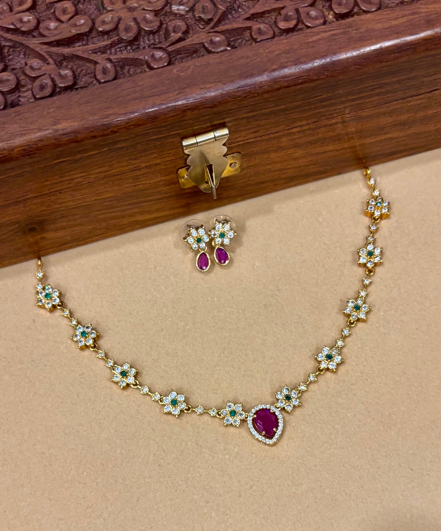 Yutika Floral Stone Necklace Set