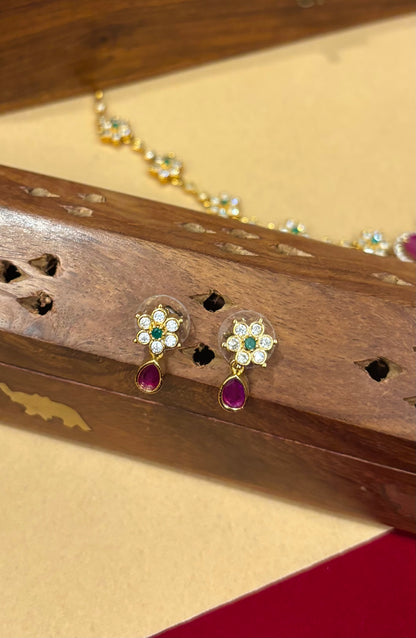 Yutika Floral Stone Necklace Set
