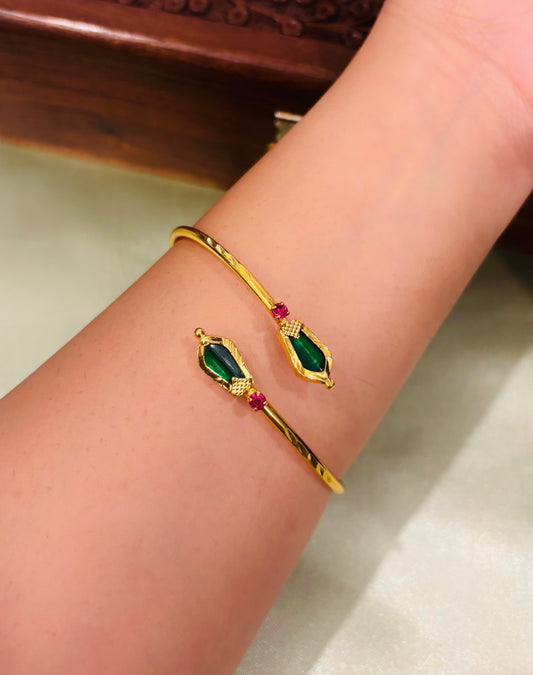 Harsha Gold Plated Adjustable Nagapadam Bangle Bracelet