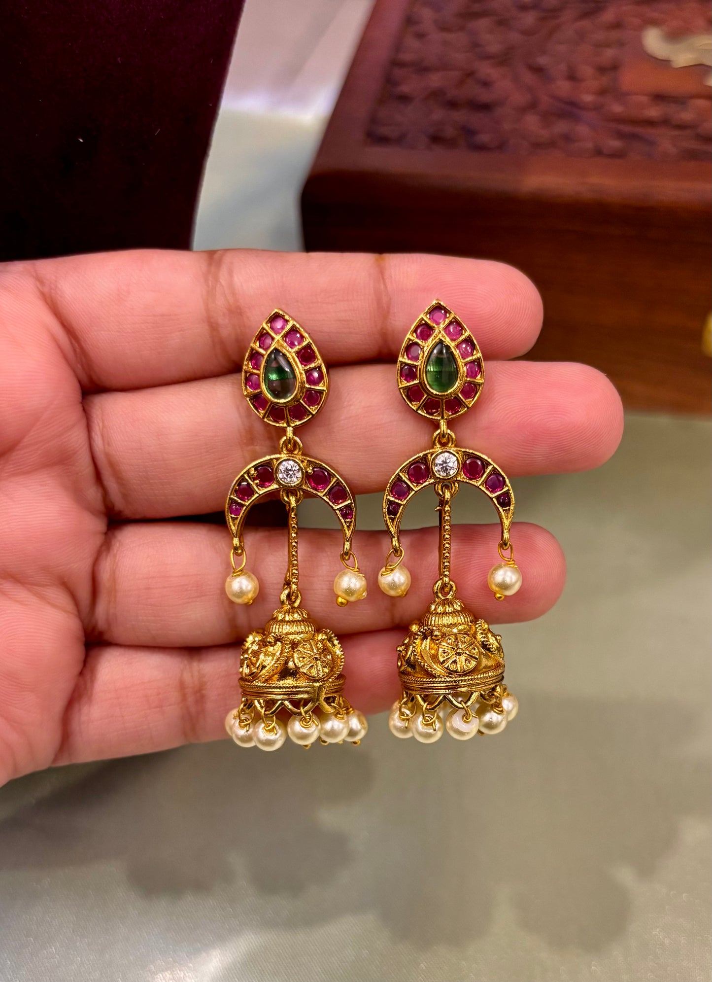 Meenakshi Kemp Pearl Jhumkas