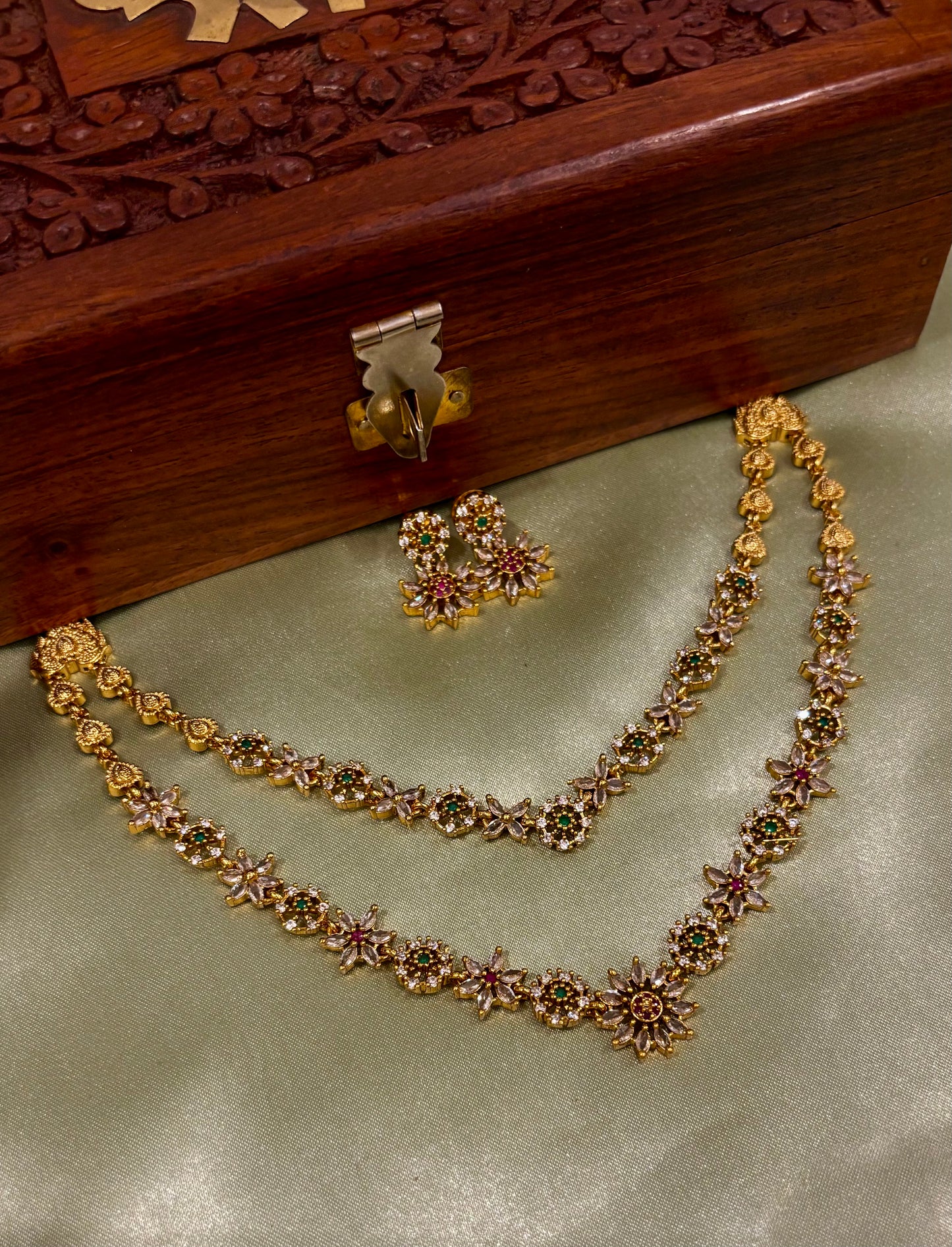 Pushpika Floral Layered Necklace Set