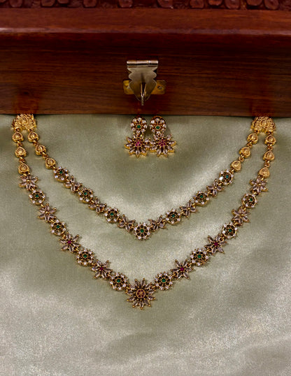 Pushpika Floral Layered Necklace Set
