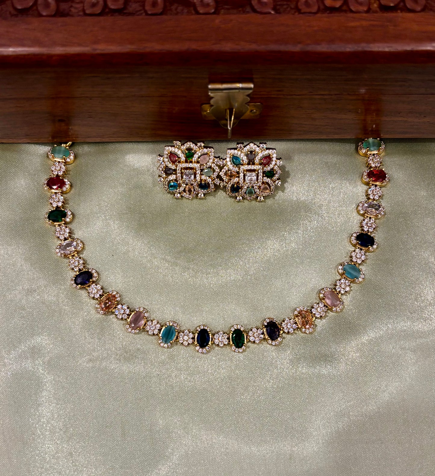 Ritika Multistone AD Necklace Set