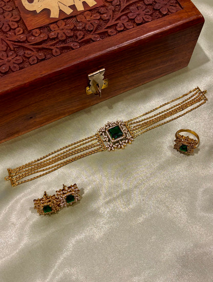 Zarina Royale AD Choker Set with Earring and Ring