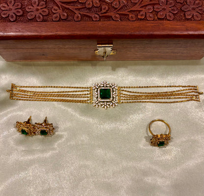 Zarina Royale AD Choker Set with Earring and Ring