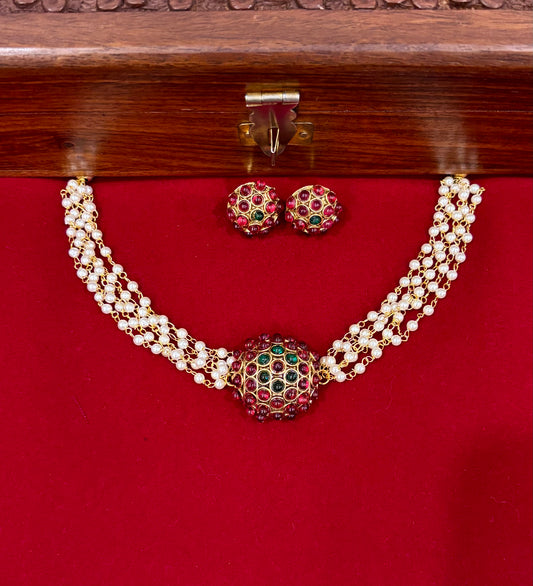 Ziya Kemp Half Ball Pearl Choker Set