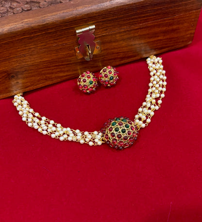 Ziya Kemp Half Ball Pearl Choker Set