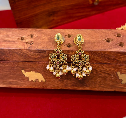 Charulata Premium Pearl Cluster Antique Choker Set