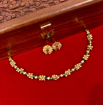 Vaibhavi Bead Cluster Short Necklace Set
