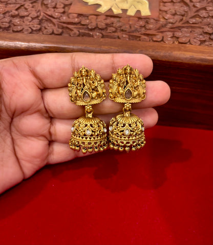 Siddhivinayak Pearl Beaded Haaram with Jhumkas