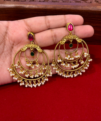 Vedika Premium Jadau Kundan Chandbali Earrings